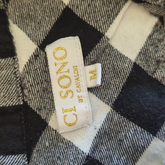 CI Sono Black & White Checkered Button Long Sleeve Shirt M - Picture 6 of 7